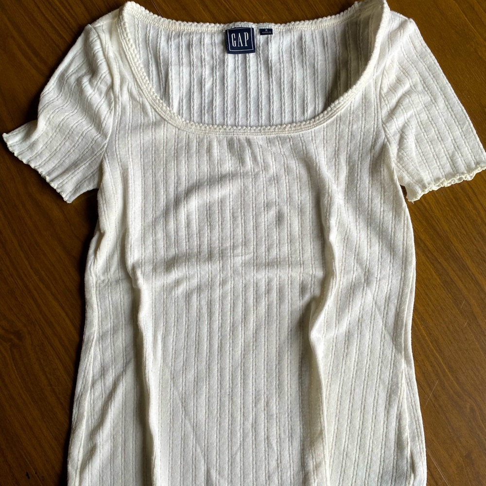 Gap square neck pointelle shirt